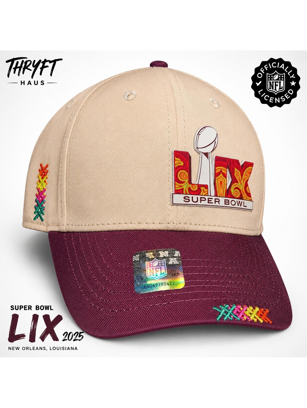 Super Bowl LIX New Orleans Embroidered '47 Clean Up Hat Adjustable Snap